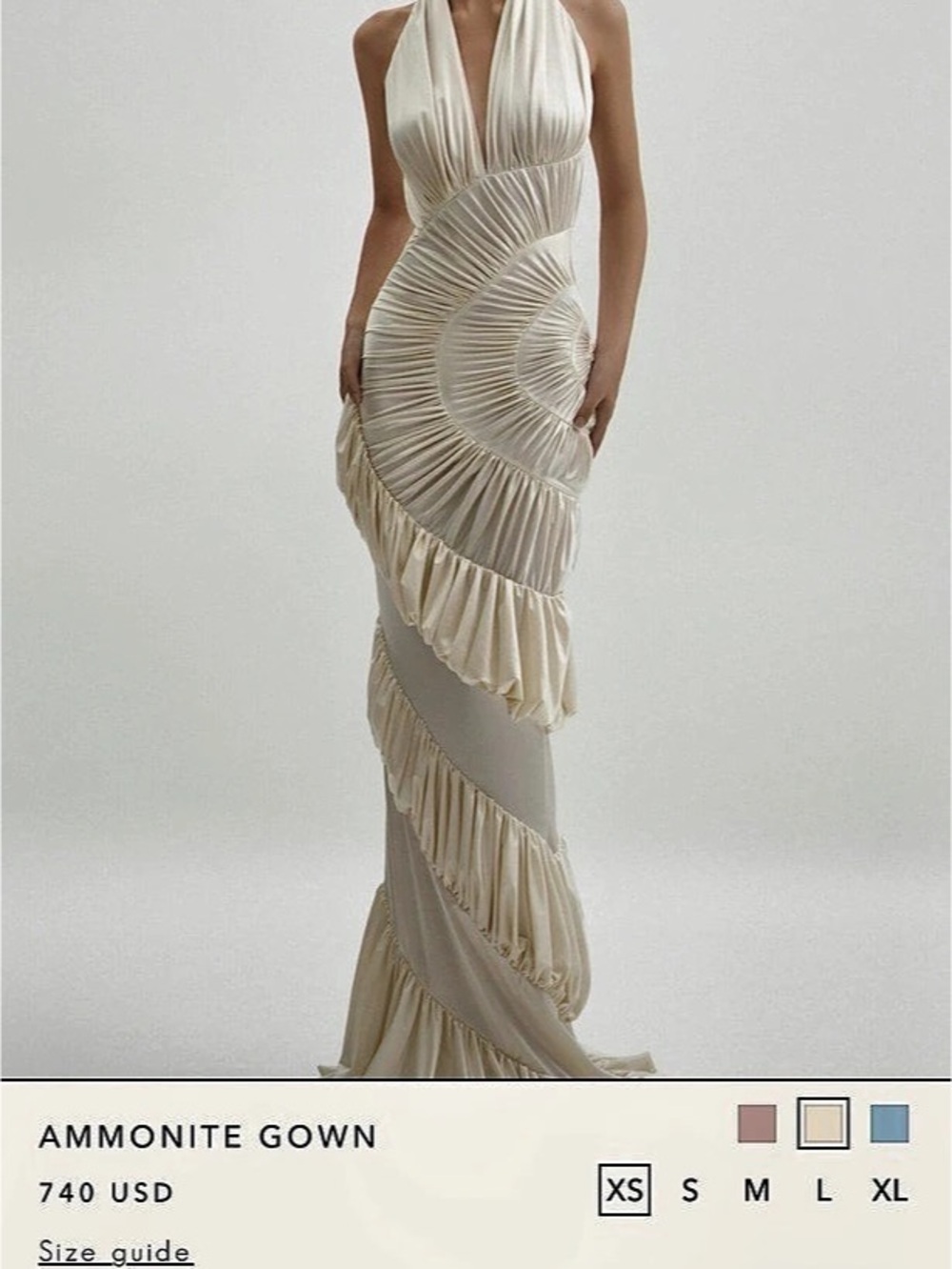 DATT Ammonite Gown Geometric Maxi Gown in Cream Size S Like New